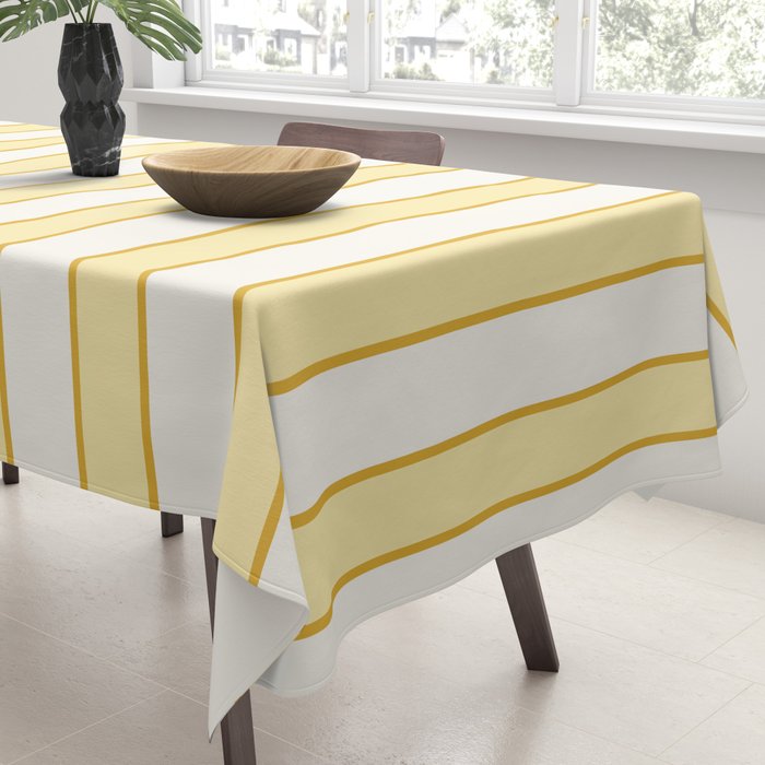 Elegant Cabana Stripe Yellow And Gold Retro Boho Coastal Beach Vibe Tablecloth Gallery Image 3