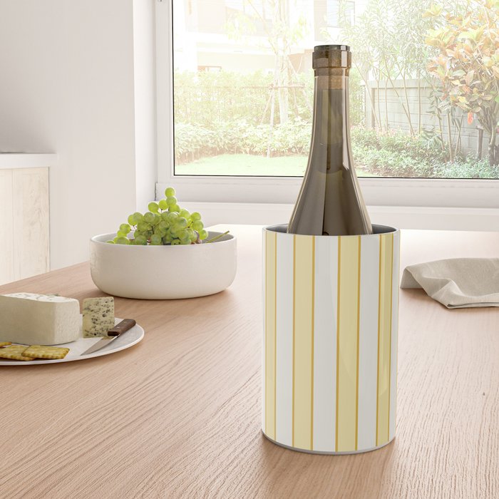 Elegant Cabana Stripe Yellow And Gold Retro Boho Coastal Beach Vibe Wine Chiller Gallery Image 4