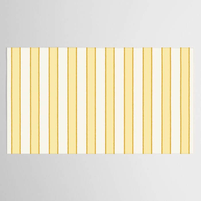 Elegant Cabana Stripe Yellow And Gold Retro Boho Coastal Beach Vibe Tablecloth Gallery Image 2