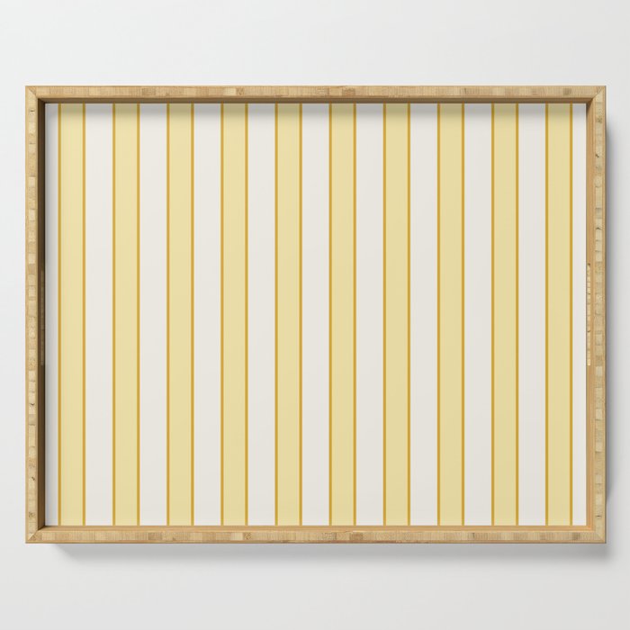 Elegant Cabana Stripe Yellow And Gold Retro Boho Coastal Beach Vibe Serving Tray Gallery Image 1