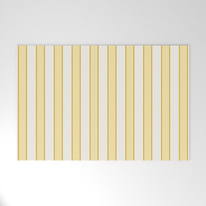 Elegant Cabana Stripe Yellow And Gold Retro Boho Coastal Beach Vibe Welcome Mat Gallery Image 1