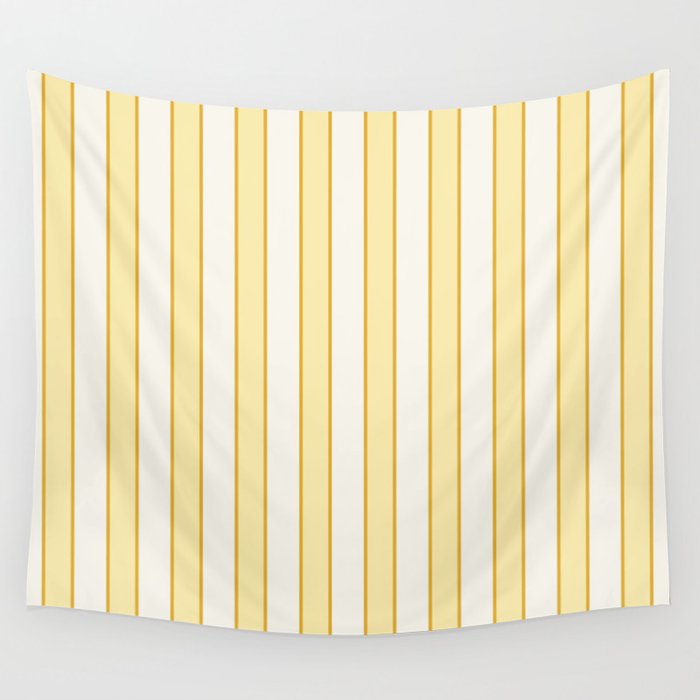 Elegant Cabana Stripe Yellow And Gold Retro Boho Coastal Beach Vibe Wall Tapestry Gallery Image 4