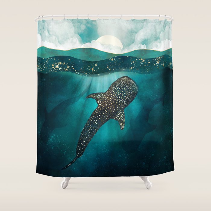 Metallic Whale Shark Shower Curtain Gallery Image 1