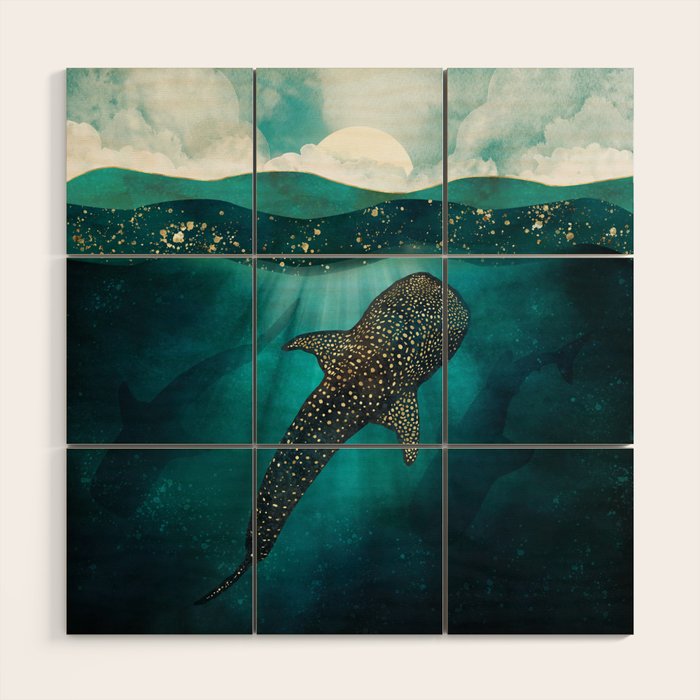 Metallic Whale Shark Wood Wall Art Gallery Image 1