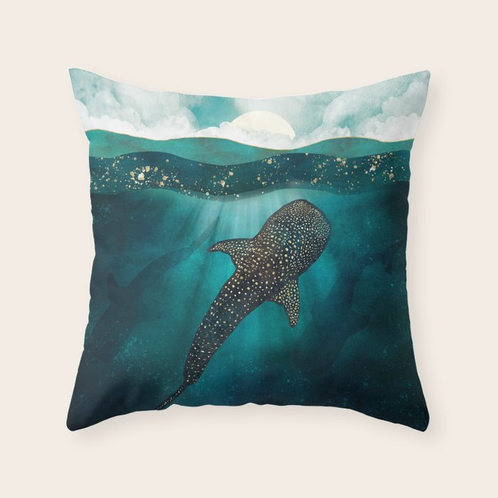 Metallic Whale Shark Throw Pillow Gallery Image 6