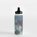Escaping Reality - Mint Aqua Navy Indigo Sage Lime Green Abstract Nature Painting, Modern Leaves Sky Water Bottle Gallery Image 2