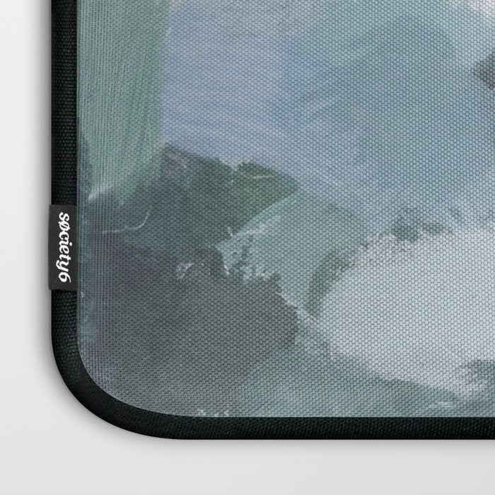 Escaping Reality - Mint Aqua Navy Indigo Sage Lime Green Abstract Nature Painting, Modern Leaves Sky Laptop Sleeve Gallery Image 3