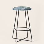 Escaping Reality - Mint Aqua Navy Indigo Sage Lime Green Abstract Nature Painting, Modern Leaves Sky Stool Gallery Image 1