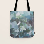 Escaping Reality - Mint Aqua Navy Indigo Sage Lime Green Abstract Nature Painting, Modern Leaves Sky Tote Bag Gallery Image 1