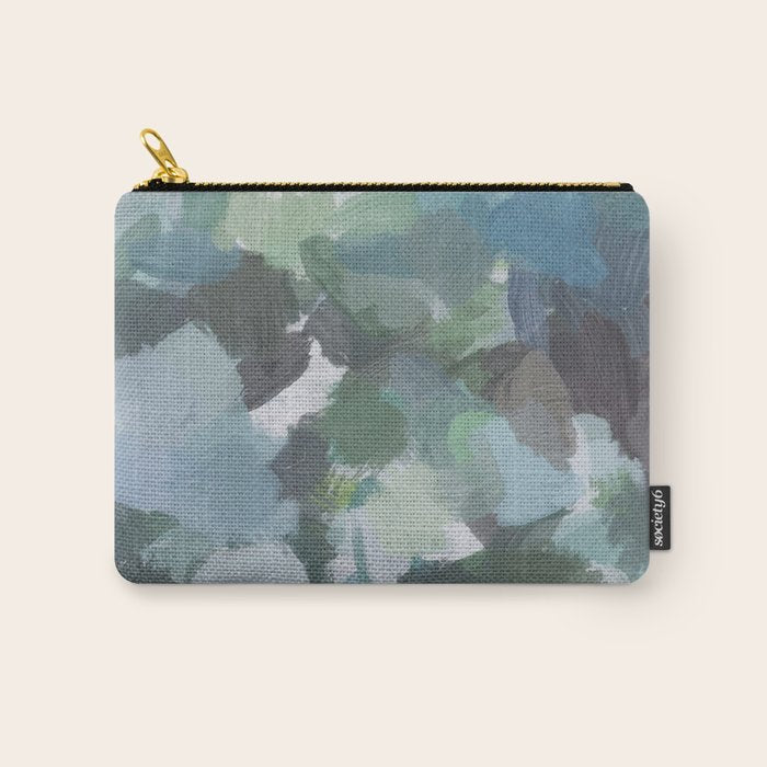 Escaping Reality - Mint Aqua Navy Indigo Sage Lime Green Abstract Nature Painting, Modern Leaves Sky Carry All Pouch Gallery Image 1