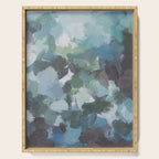 Escaping Reality - Mint Aqua Navy Indigo Sage Lime Green Abstract Nature Painting, Modern Leaves Sky Serving Tray Gallery Image 1