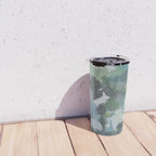 Escaping Reality - Mint Aqua Navy Indigo Sage Lime Green Abstract Nature Painting, Modern Leaves Sky Travel Mug Gallery Image 4