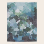 Escaping Reality - Mint Aqua Navy Indigo Sage Lime Green Abstract Nature Painting, Modern Leaves Sky Poster Gallery Image 4