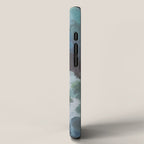 Escaping Reality - Mint Aqua Navy Indigo Sage Lime Green Abstract Nature Painting, Modern Leaves Sky iPhone Case Gallery Image 2