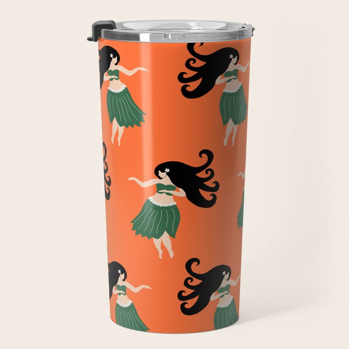 Hula Girl Vintage Pattern Travel Mug Gallery Image 3