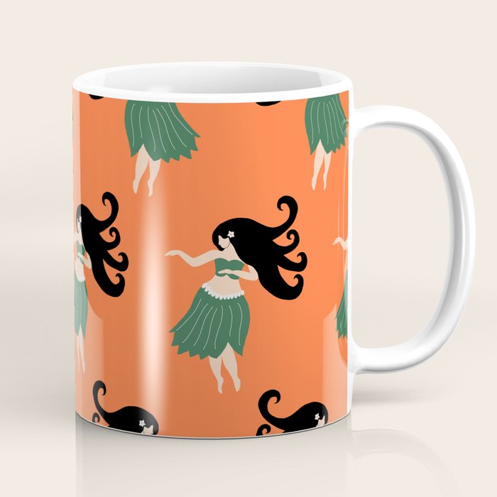 Hula Girl Vintage Pattern Coffee Mug Gallery Image 1