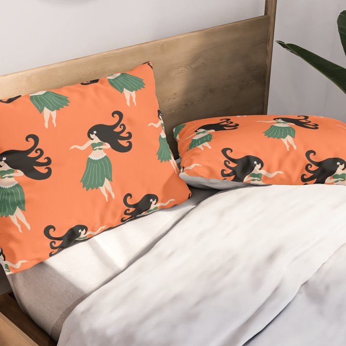 Hula Girl Vintage Pattern Pillow Sham Gallery Image 2