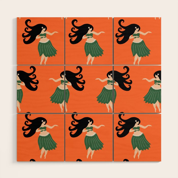 Hula Girl Vintage Pattern Wood Wall Art Gallery Image 1