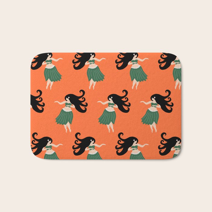 Hula Girl Vintage Pattern Bath Mat Gallery Image 1