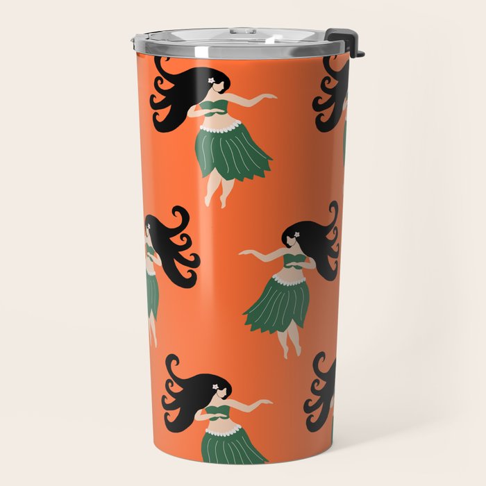 Hula Girl Vintage Pattern Travel Mug Gallery Image 2