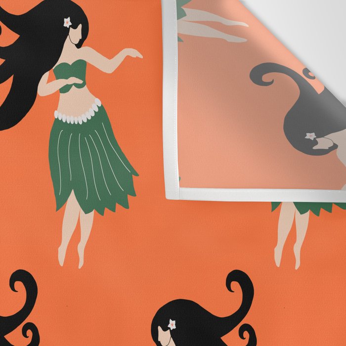 Hula Girl Vintage Pattern Wall Tapestry Gallery Image 3