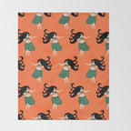 Hula Girl Vintage Pattern Throw Blanket Gallery Image 2