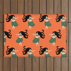 Hula Girl Vintage Pattern Outdoor Rug Gallery Image 1
