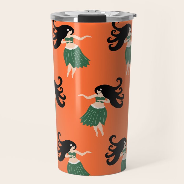 Hula Girl Vintage Pattern Travel Mug Gallery Image 1