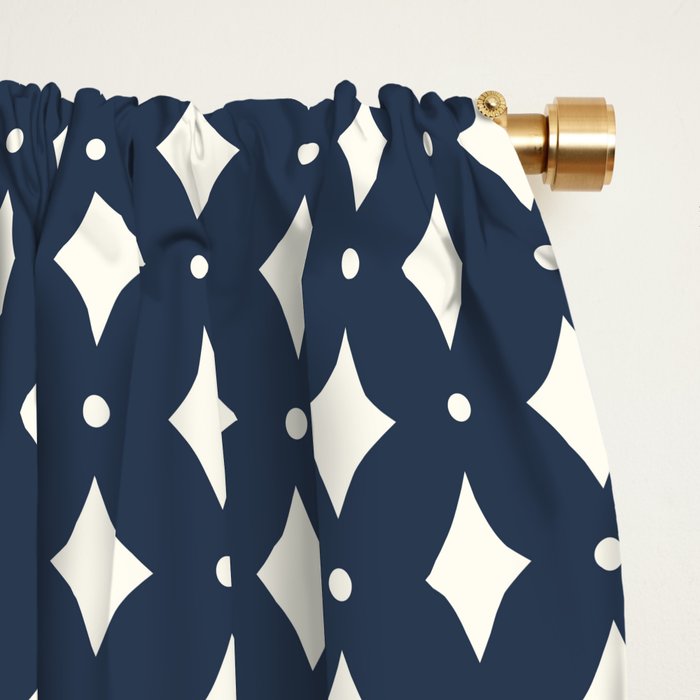 Vintage Stars VIII Dark Navy Blue Window Curtain Gallery Image 2
