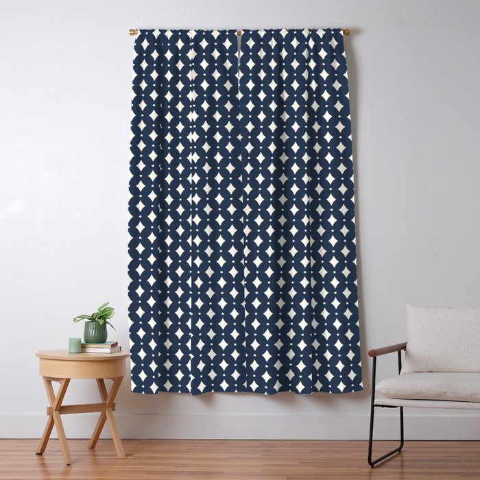 Vintage Stars VIII Dark Navy Blue Window Curtain Gallery Image 5