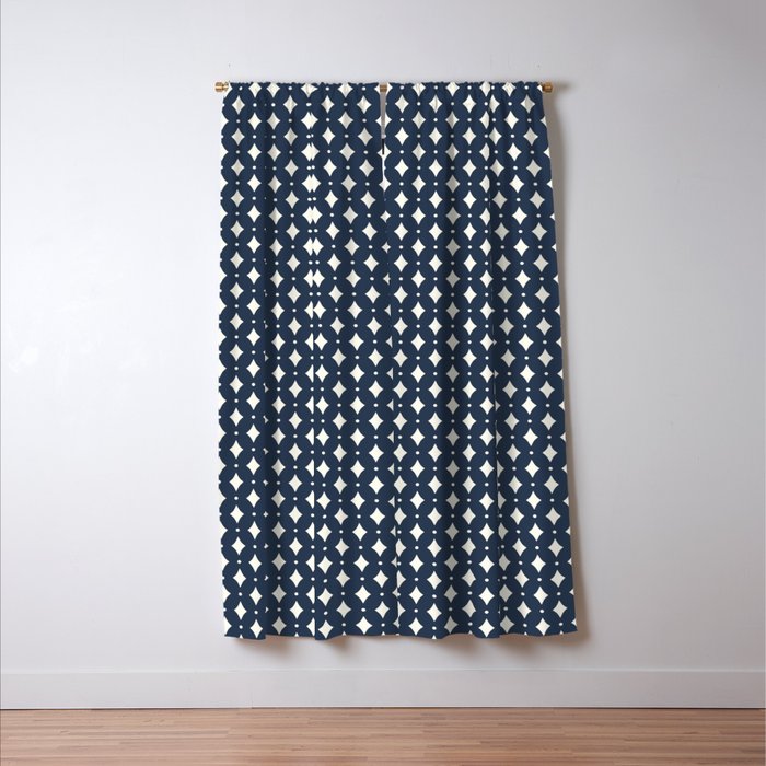 Vintage Stars VIII Dark Navy Blue Window Curtain Gallery Image 3