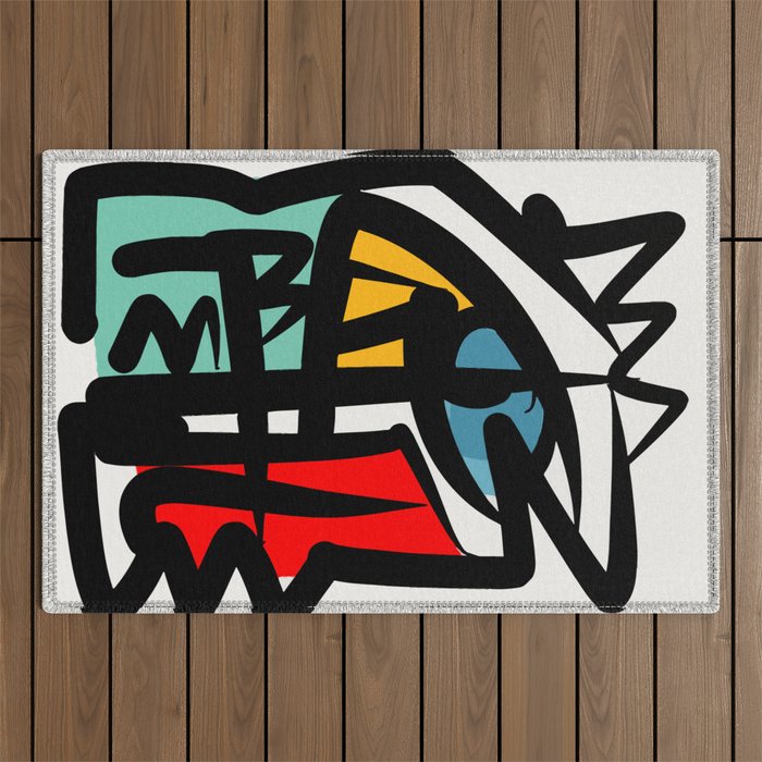 Street art abstract portrait pop Outdoor Rug Gallery Image 1