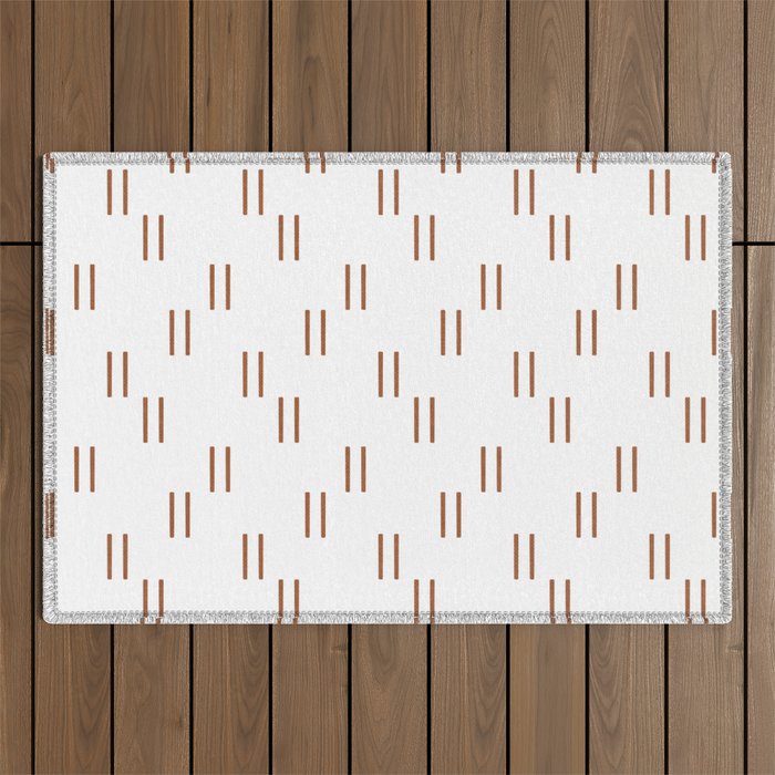 double dash in burnt orange on white Outdoor Rug Gallery Image 1