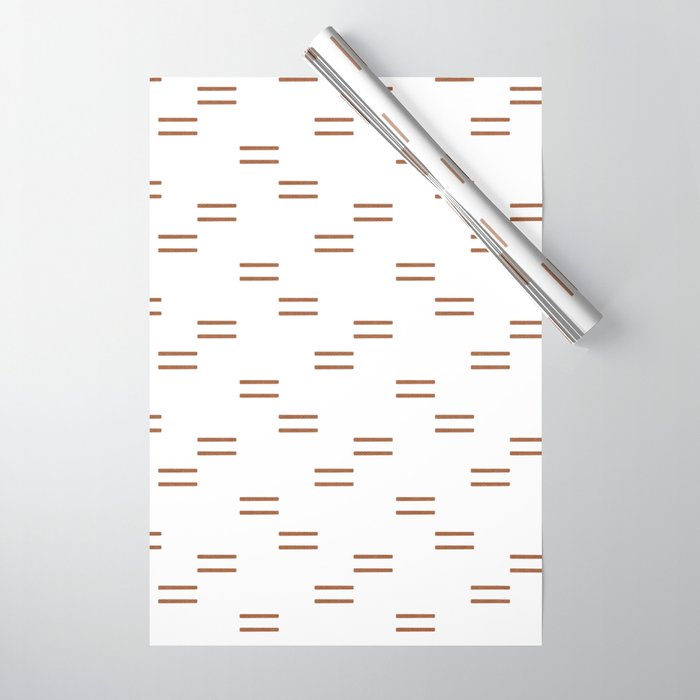 double dash in burnt orange on white Wrapping Paper Gallery Image 1