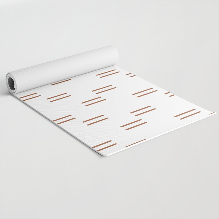 double dash in burnt orange on white Yoga Mat Gallery Image 2
