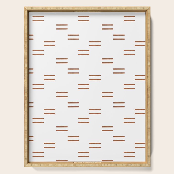 double dash in burnt orange on white Serving Tray Gallery Image 1