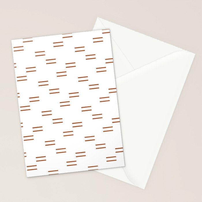double dash in burnt orange on white Stationery Card Gallery Image 2