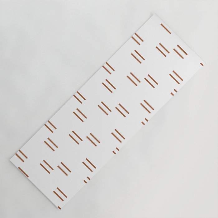 double dash in burnt orange on white Yoga Mat Gallery Image 1