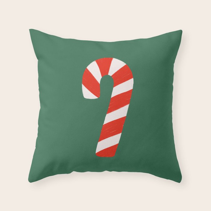 Candy Canes - Green Throw Pillow Gallery Image 1