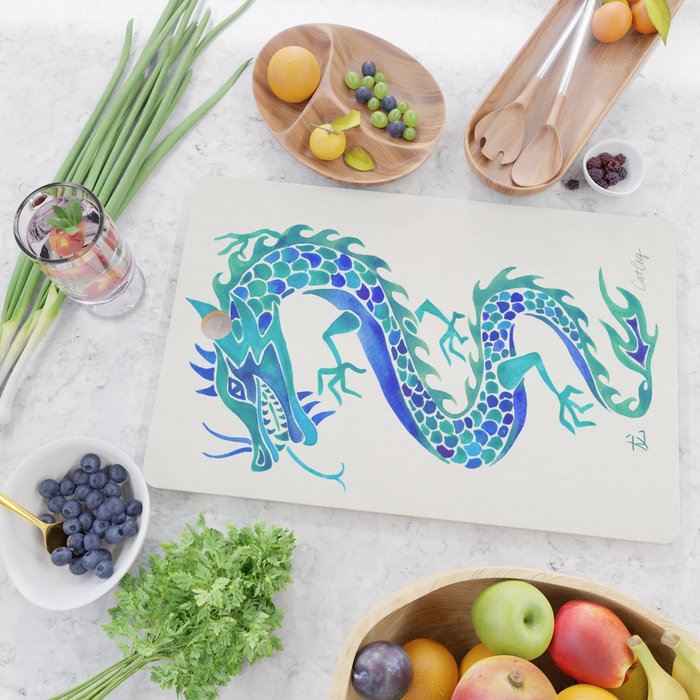Chinese Dragon - Blue Palette Cutting Board Gallery Image 2