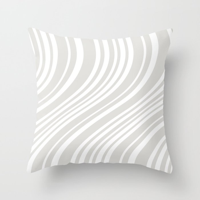 Wavy Stripes XLII - Grey and White Throw Pillow Gallery Image 1