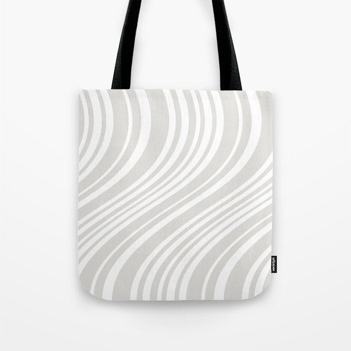 Wavy Stripes XLII - Grey and White Tote Bag Gallery Image 1