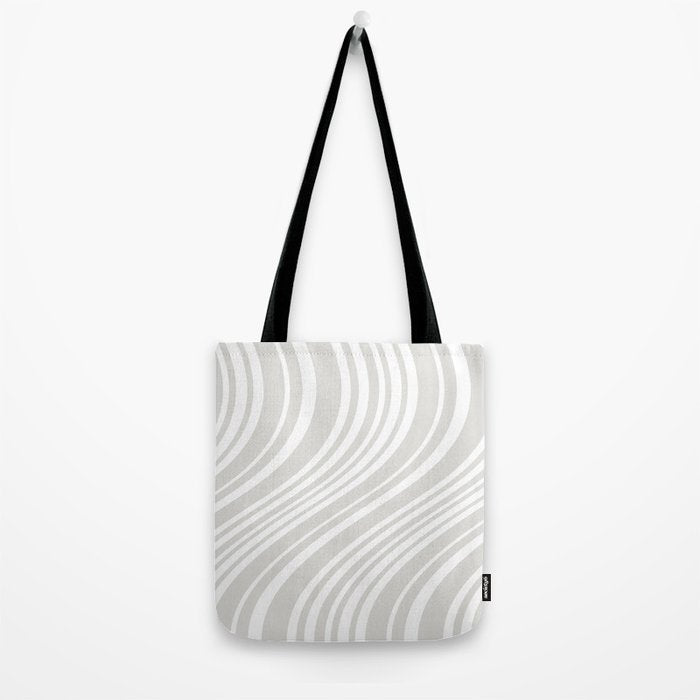 Wavy Stripes XLII - Grey and White Tote Bag Gallery Image 2