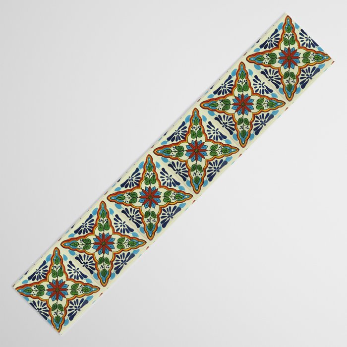 Cross art nouveau mexican talavera tile azulejo interior design Table Runner Gallery Image 3