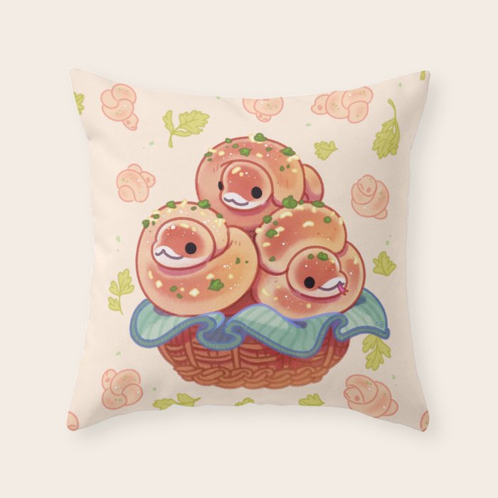Garlic knot pythons Throw Pillow Gallery Image 6