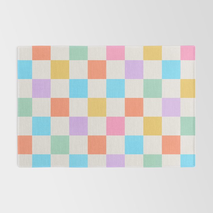Pastel Checkered Pattern Rug Gallery Image 2