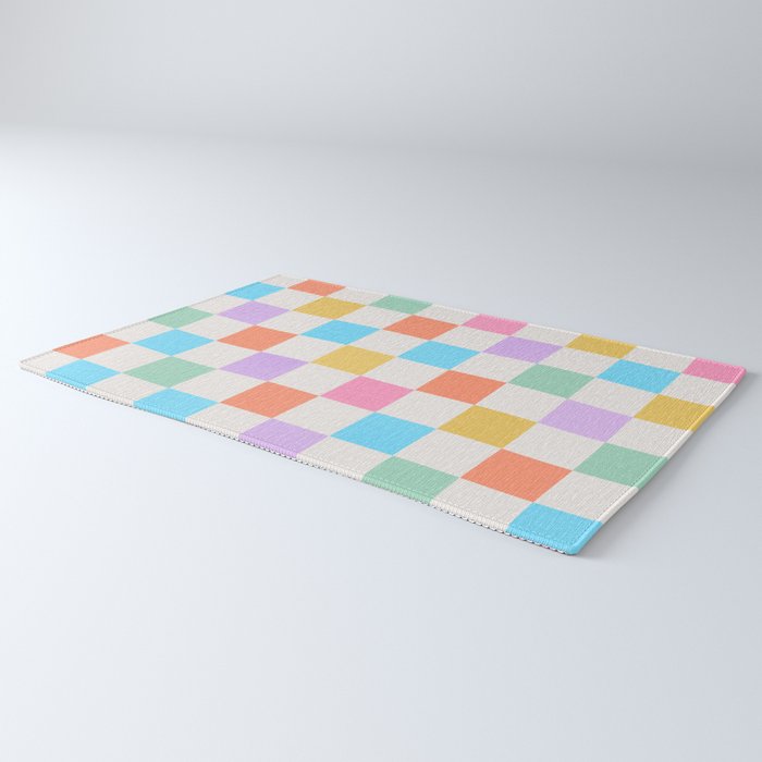 Pastel Checkered Pattern Rug Gallery Image 3