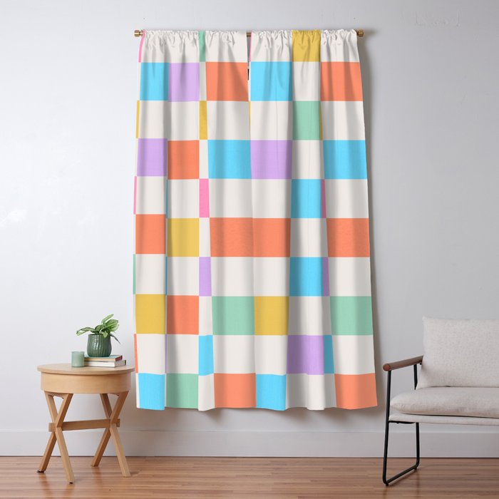 Pastel Checkered Pattern Window Curtain Gallery Image 1