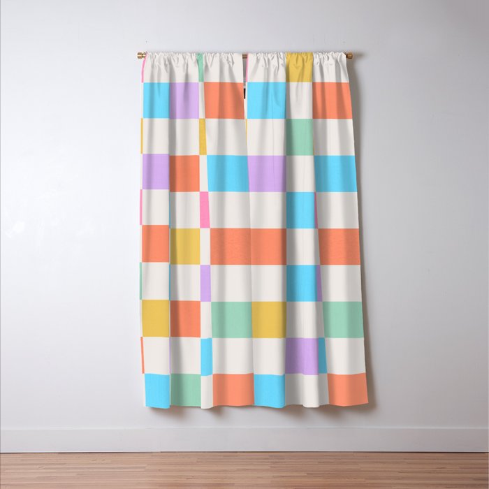 Pastel Checkered Pattern Window Curtain Gallery Image 3