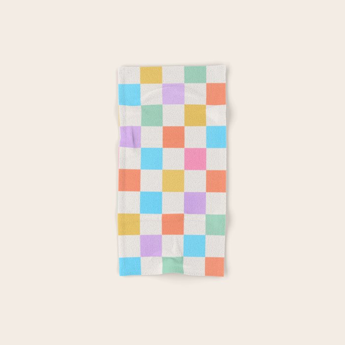 Pastel Checkered Pattern Bath Towel Gallery Image 1